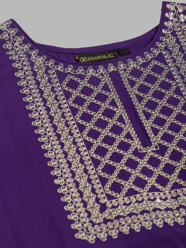 Women Purple Kurta Set - Image 2