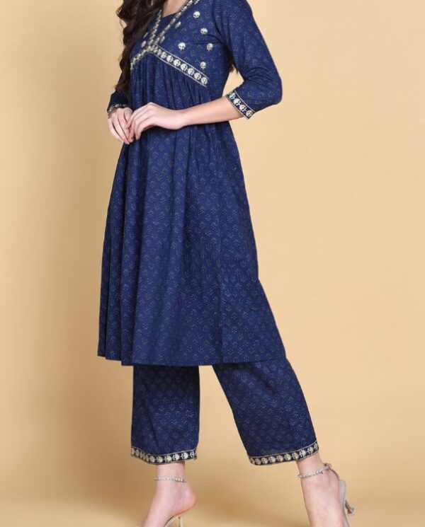 Blue Kurta Palazzos Set - Image 2